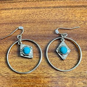 Blue stone hoop earrings